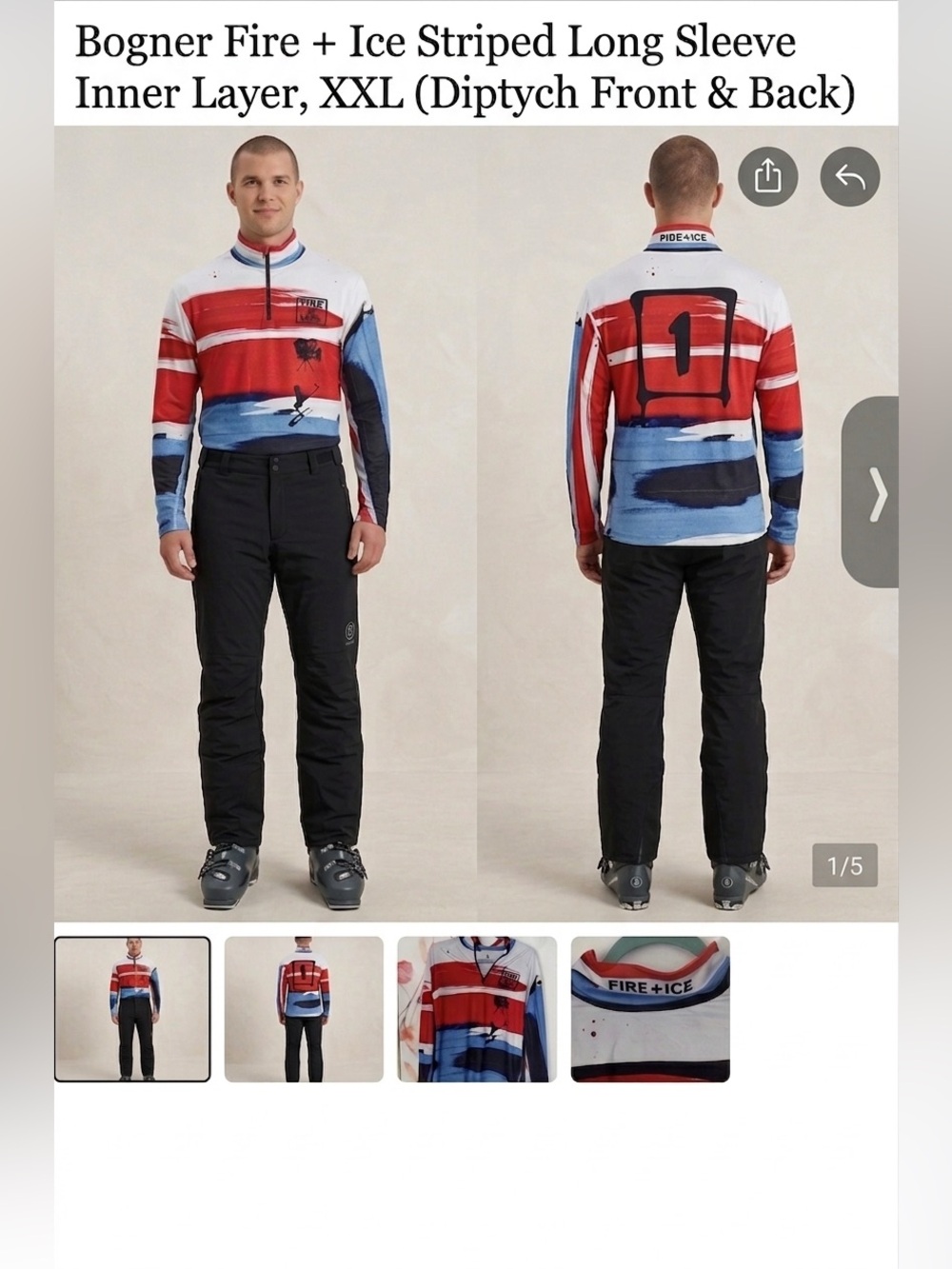 Bogner Fire + Ice Striped Long Sleeve Inner Layer XXL